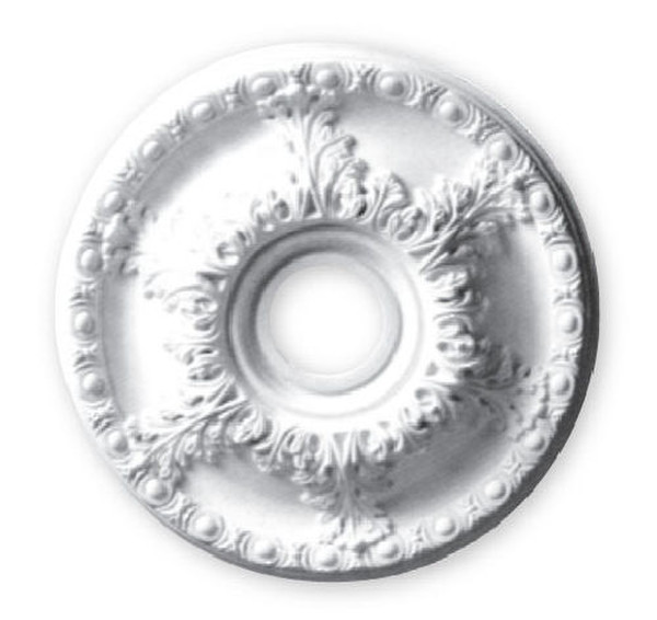 Round White Ceiling Medallion - 3D Floral Pattern